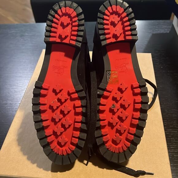 CHRISTIAN LOUBOUTIN Crosta Star Who Runs Flat Boots Size 38.5 Black - Picture 4 of 9